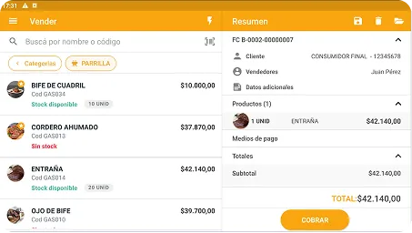 Vista del sistema TABBI en tablet